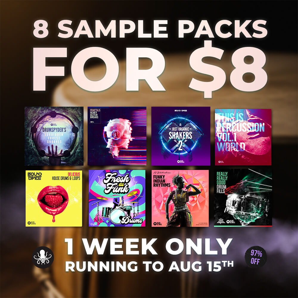 #808Day 8 Percussion Packs from Black Octopus for $8!
